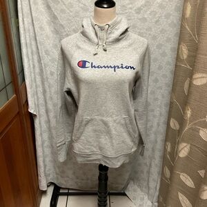 Champion Light Gray Hoodie with Logo